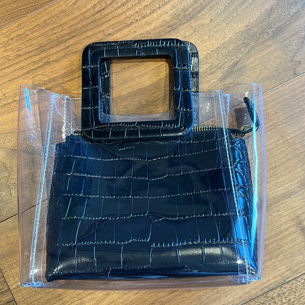 STAUD Black Croc-Embossed Clear Tote - Picture 3 of 4